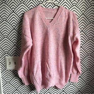 Vintage Pink Sherbet V neck sweater super cute medium -large